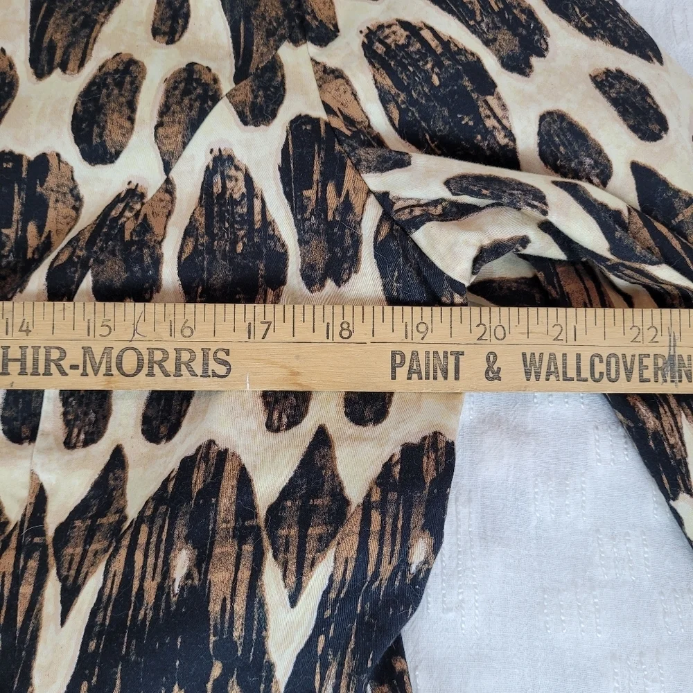 Chico's tribal print ivory black jacket brown beading tab collar artsy ethnic S